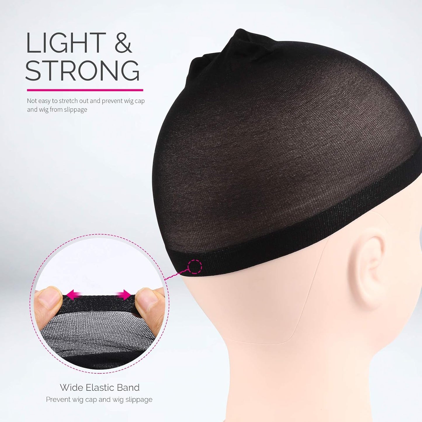 Stretchy Black Wig Caps - 6PCS Nylon Stocking Caps for Women, Girls & Kids | Comfortable Fit