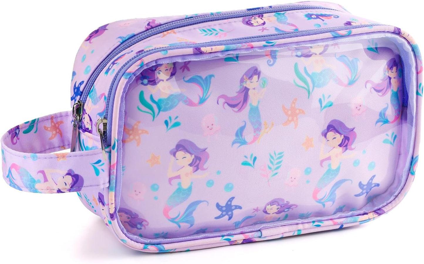 Kids Toiletry Bag - Waterproof Hanging Travel Organizer for Boys | Blue Soccer Balls Design