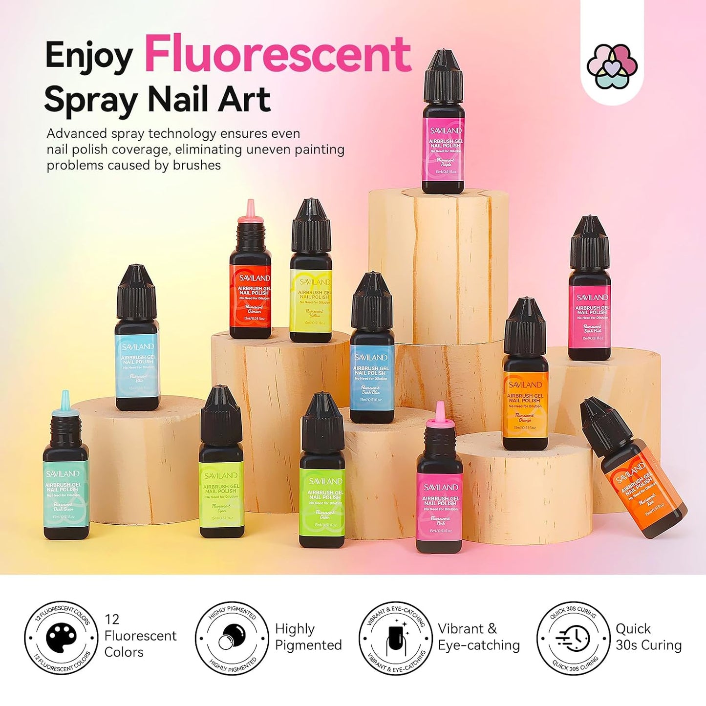 Airbrush Gel Nail Polish - Hema-Free Colorful 12-Color Set | 15ml Non-Acetone for DIY Salon & Party Nail Art