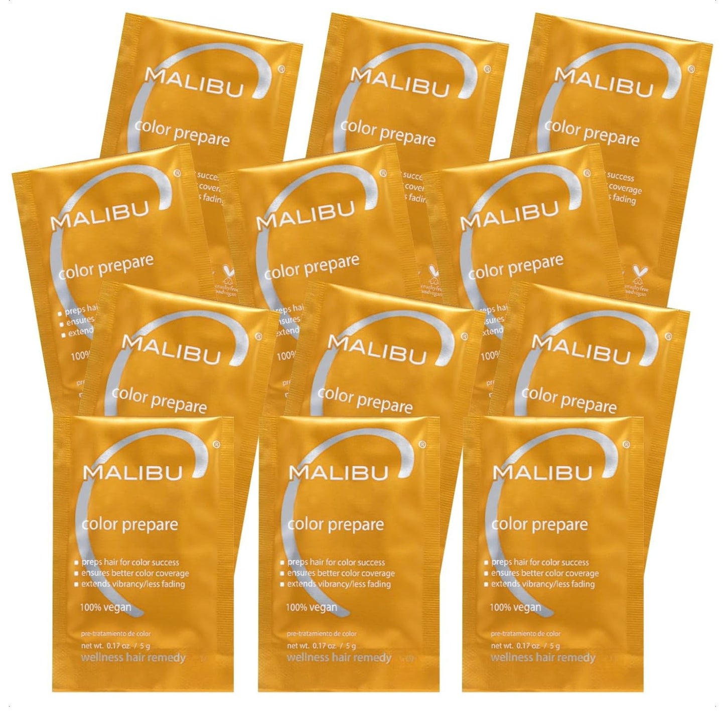 Malibu C Color Prepare Hair Remedy - Extend Color Vibrancy & Reduce Brassiness - Antioxidant Blend (12 Packets)