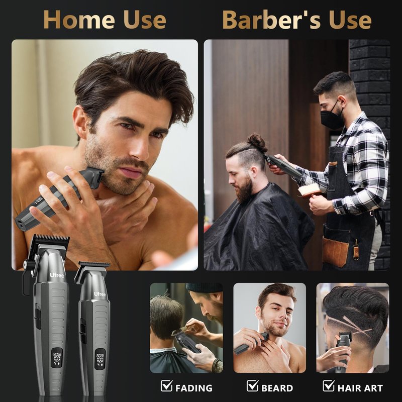 Ufree Professional Clippers and Trimmers Set, Cordless Hair Clippers for Men, Barber Clippers Set with Travel Case
