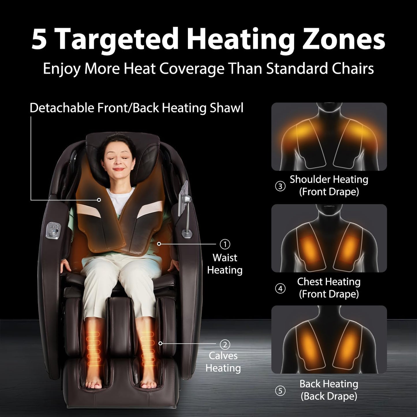 iBooMas Full Body Shiatsu Massage Chair - Zero Gravity, 6 Intensities, 18 Modes, 42 Airbags, Brown & Black