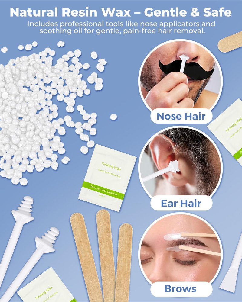 Boloye Nose Wax Kit with 100g Natural Resin Wax & 20 Sticks, Mini Nose Hair Wax Kit with Smart Temp Control, USB Fast Heat, 3-Min Hair Removal – Lasts 4–6 Weeks | For Nose & Ear, Up to 15 Uses