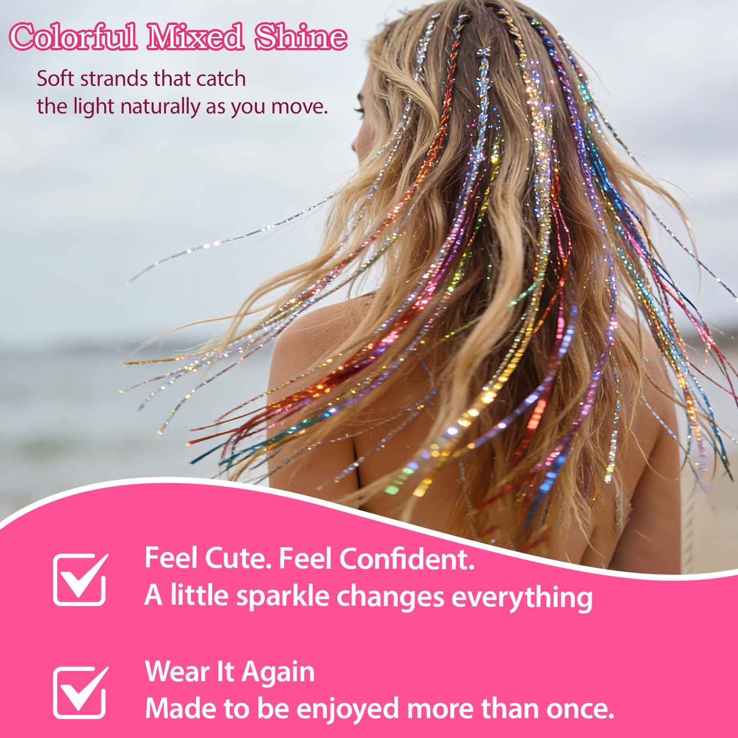 Clip In Hair Tinsel Extensions for Party Festival Gift Hair Accessories