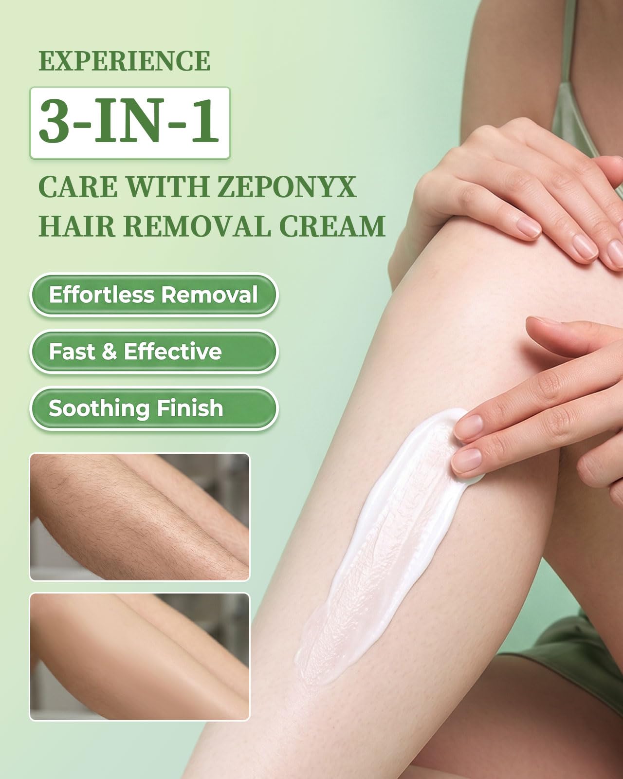 Body Hair Removal Cream for Women & Men – Gentle Depilatory Cream, Fast & Effective Body Hair Remover for Legs, Arms, Underarms & Bikini Line, Smooth & Soothing Skin Finish