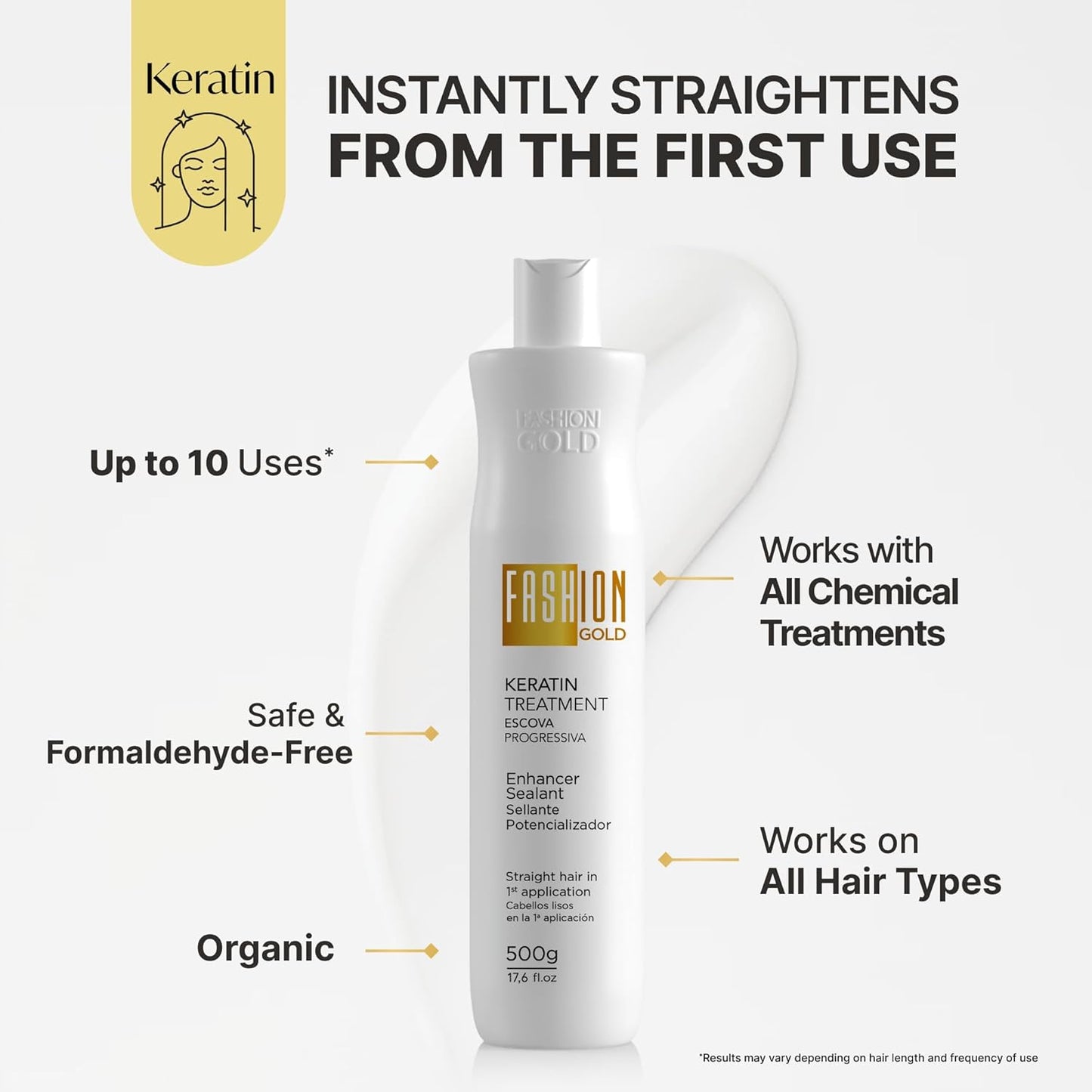 Keratin Hair Treatment - At-Home Hair Botox for Smooth, Frizz-Free Hair | 10 Uses per Bottle