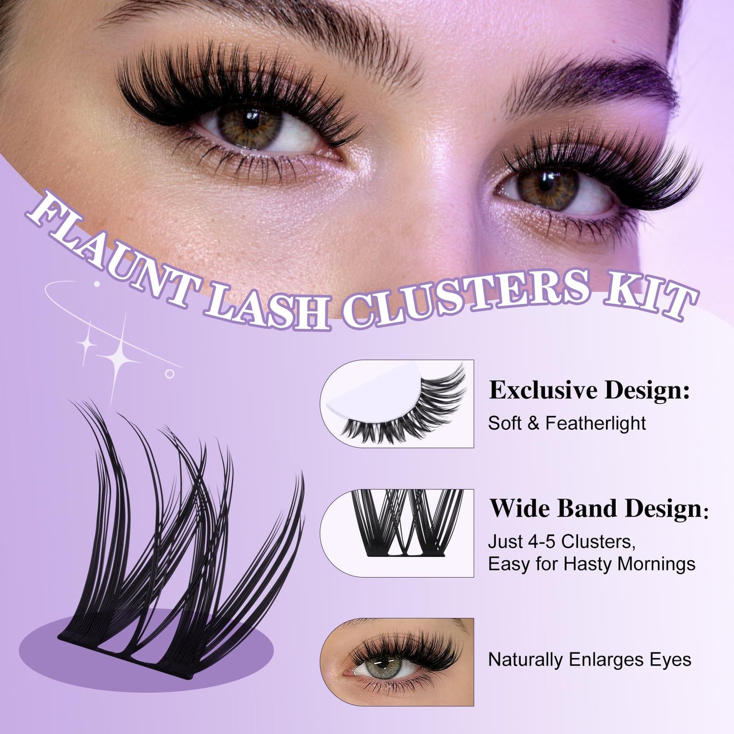 B&Q Flora Lash Clusters Kit 156PCS D-Curl Wet Look Wispy Lashes Mixed Lengths DIY Eyelash Clusters All-in-One Lash Extension Kit Natural Medium Dramatic for Sensitive Eyes Beginner-Friendly（B0X Kit）