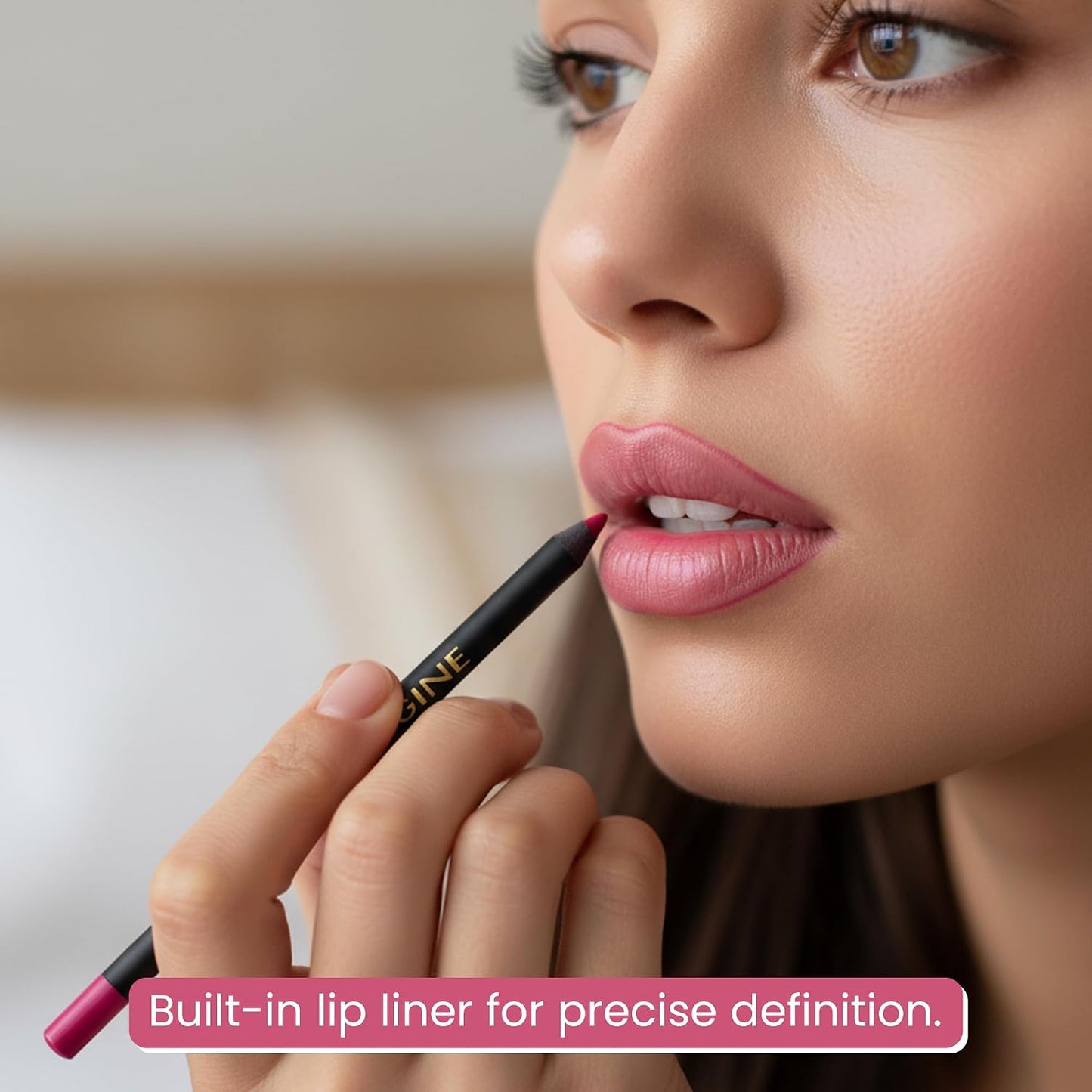 Matte Lipstick & Lip Liner Set - Long-Lasting Waterproof 2-in-1 Kit | French Kiss Shade, Smudge-Proof with Vitamin E & Shea Butter