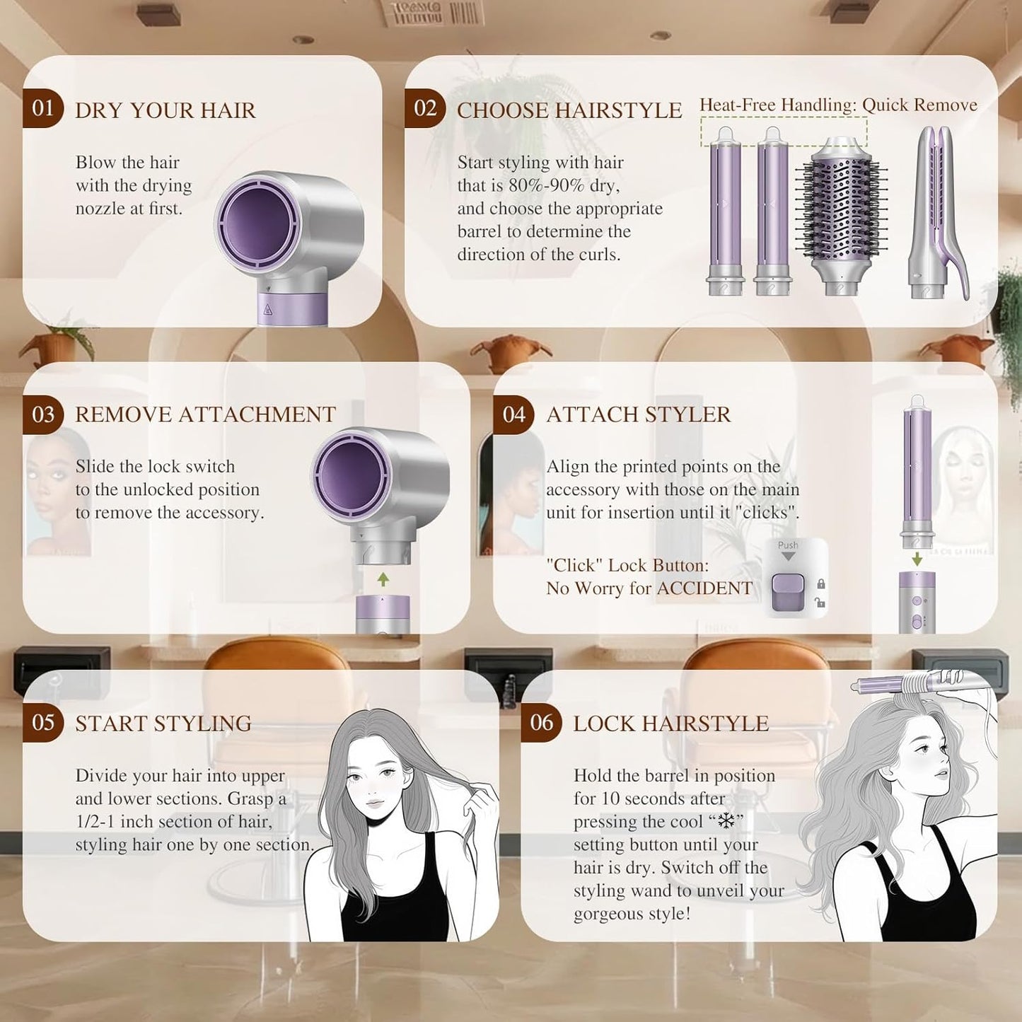 5 in 1 Hot Air Styler - Ionic Hair Dryer, Volumizer & Curlers | Frizz-Free Styling Tool with Travel Bag