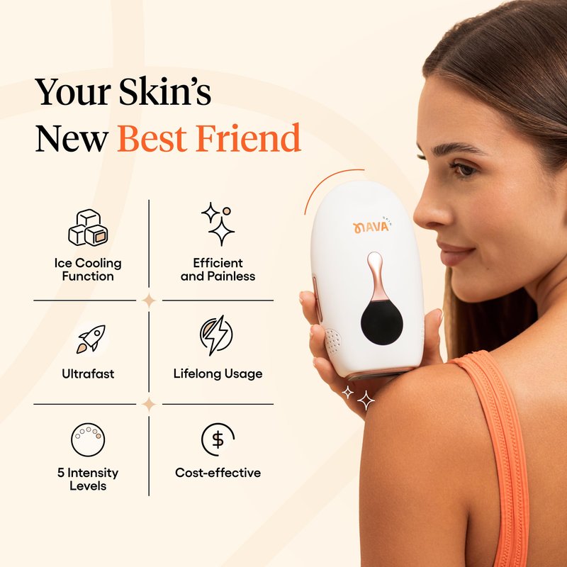 Navaskin Mini Pro IPL Hair Removal Device for Women & Men with Painless Ice-Cooling Tech, Auto & Manual Modes, 5 Intensity Levels, for Face, Legs, Armpits, Hands & Bikini Line Hair Laser Removal