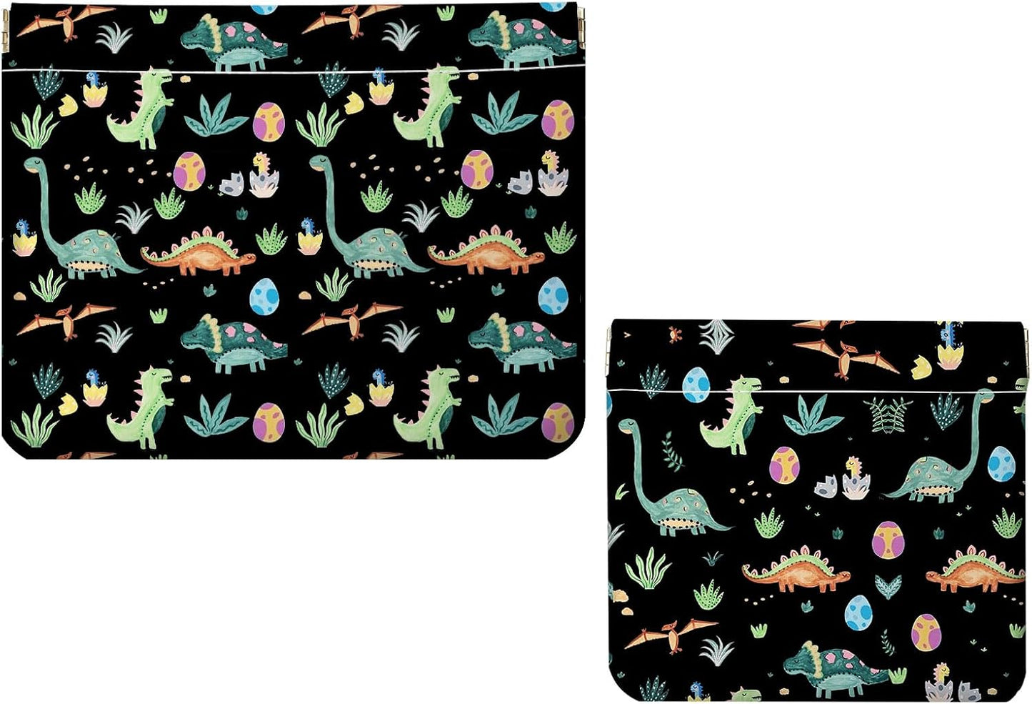Makeup Bag Set - 2 PCS PU Leather Cosmetic Organizer | Portable Self-Closing Travel Pouch for Women - Skull Design
