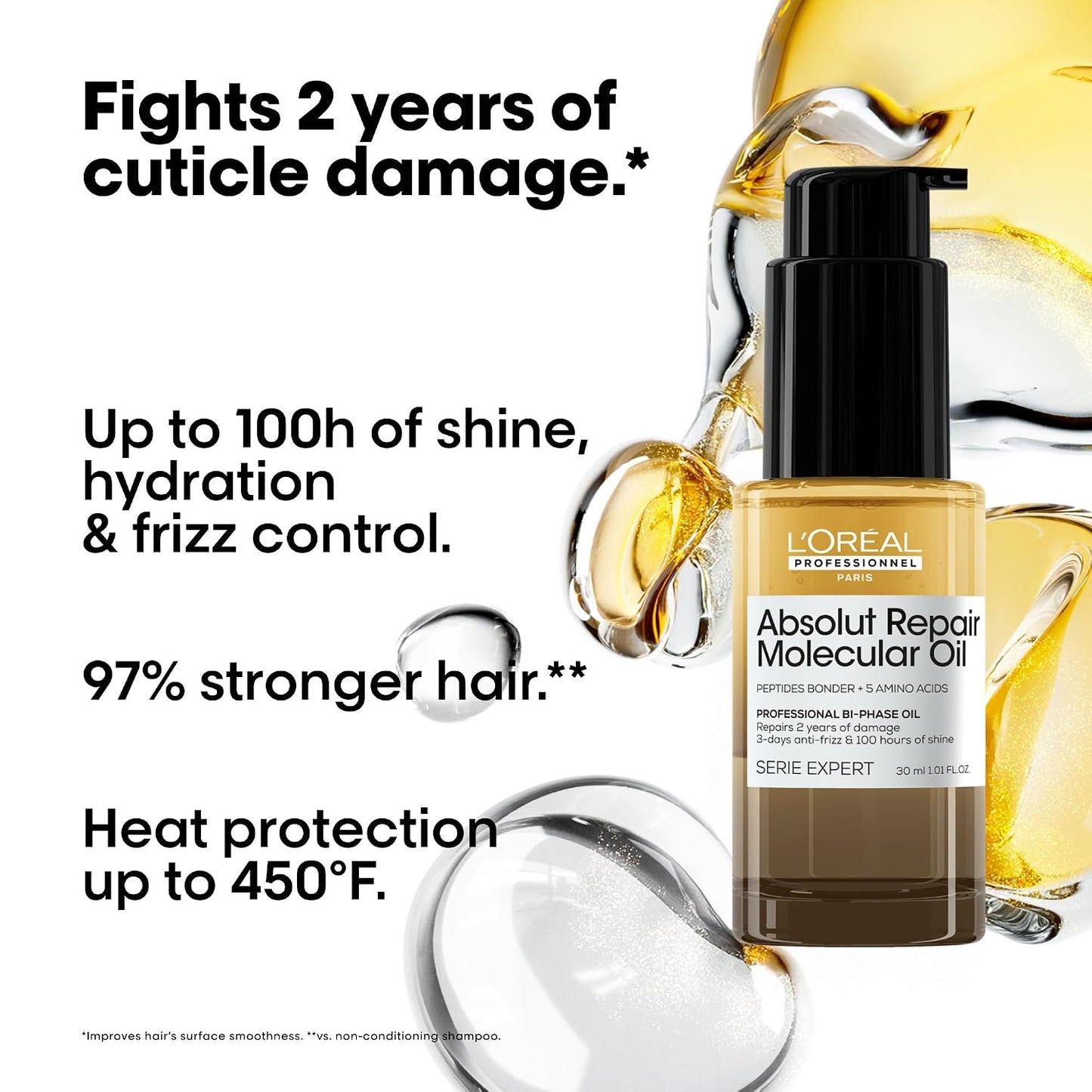 L'Oréal Professionnel Paris Hair Oil - High Shine Bi-Phase Formula, Repairs Damage & Reduces Frizz | Lightweight, Fast-Absorbing