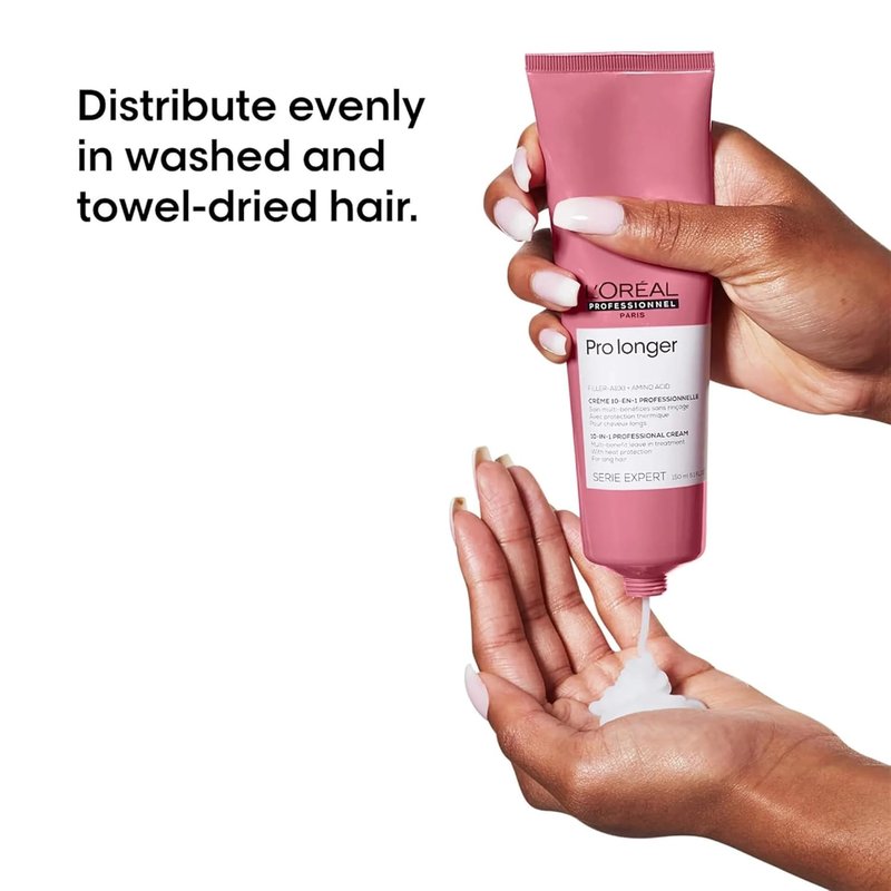 L'Oréal Professionnel Paris Pro Longer Heat Protectant Cream - Fills Split Ends, Adds Shine & Thickness for Thinned Hair