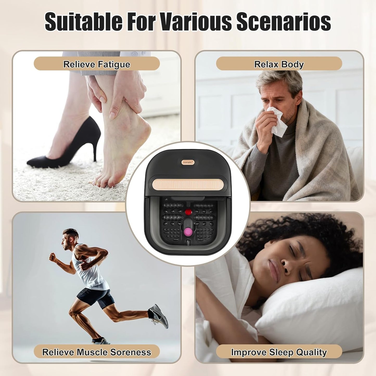 Collapsible Foot Spa Bath - Heated Massager with Bubble Jets | Remote Control & Pumice Stone for Relaxation