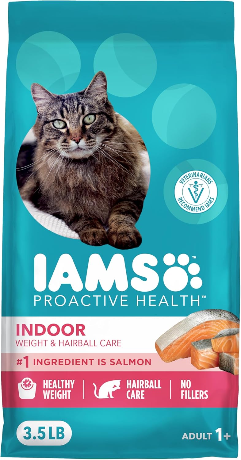 IAMS Proactive Health Dry Cat Food - Indoor Weight & Hairball Care | Real Chicken, 7 lb Bag