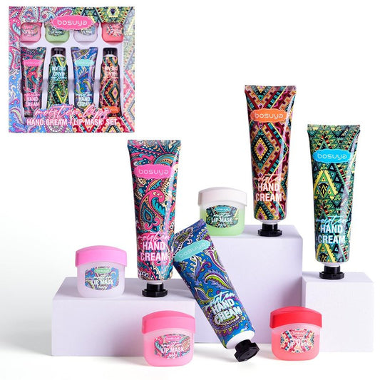 Hand Cream and Lip Balm Set - 8 Pcs Mini Travel Size Moisturizing Lotion for Dry Skin | Perfect Gift for Women and Moms