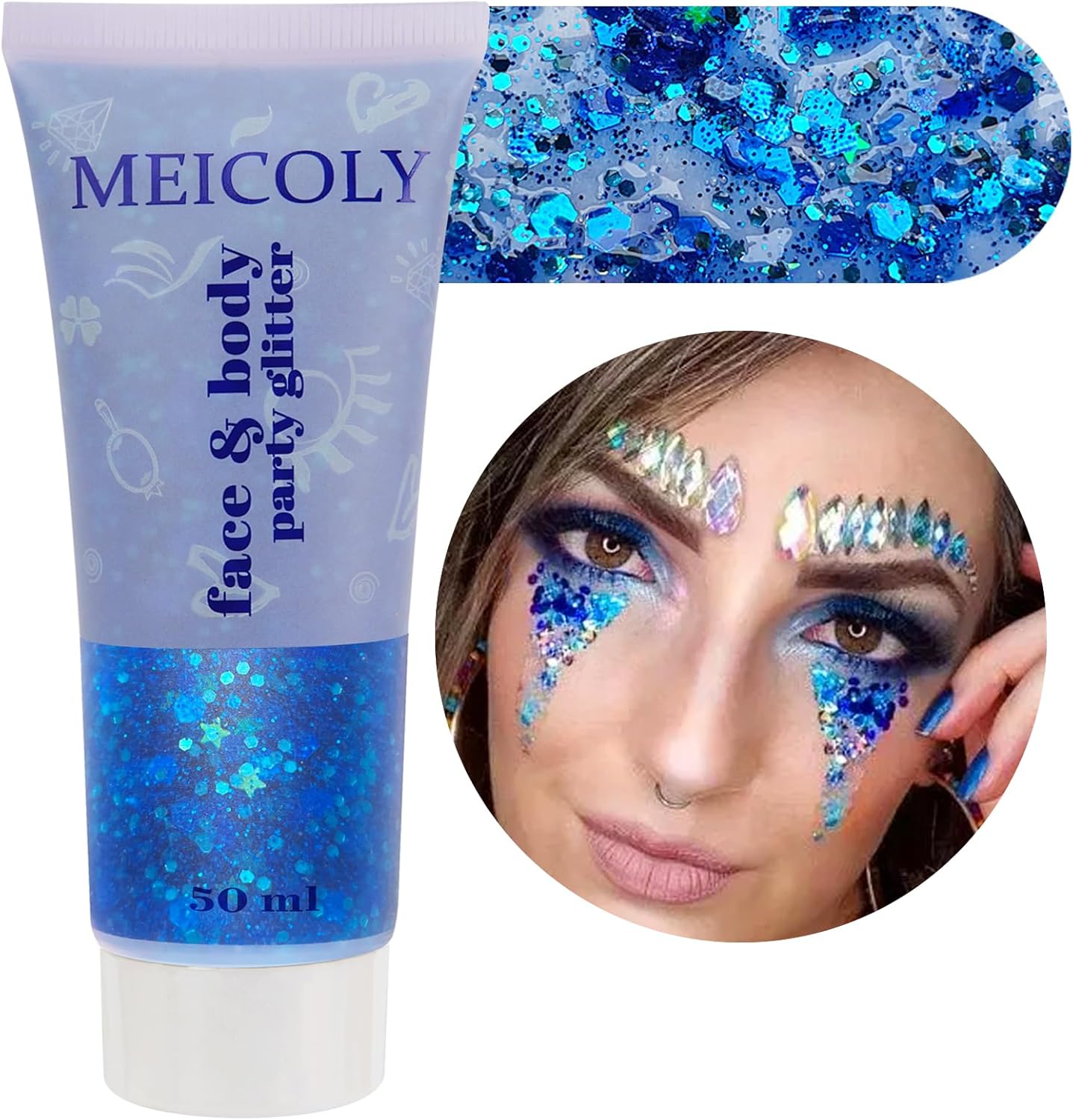 Pink Face & Body Glitter - Sparkly Hair & Makeup for Kids | Self-Adhesive Mermaid Glitter for Concerts & Halloween