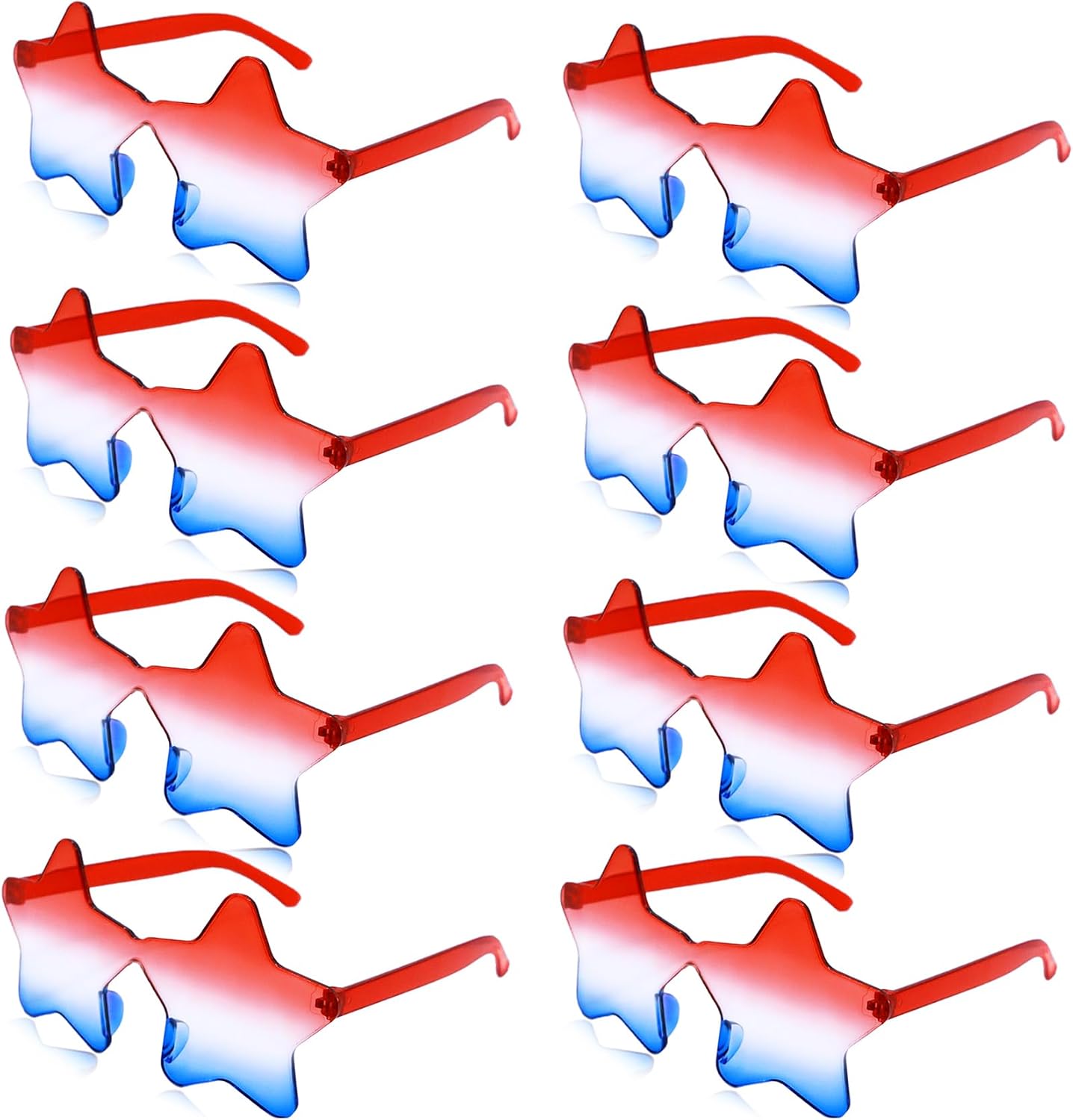 4th of July Star Glasses - USA Red, White & Blue Party Accessory | One Size Fits All | Lightweight Plastic Frames for Parades & BBQs