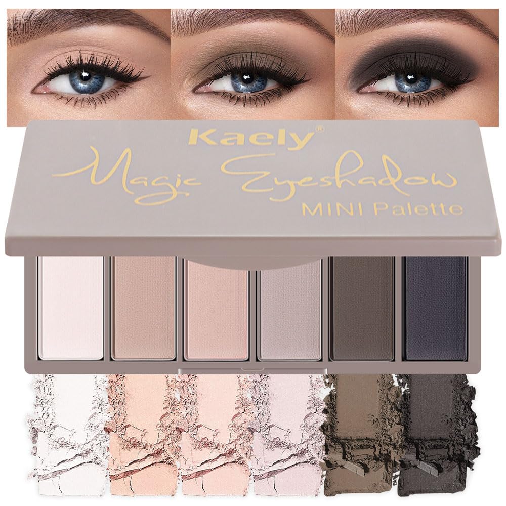 Mini Neutral Eye Shadow Palette - 6 Pigmented Colors for Older Women | Waterproof Matte Shades
