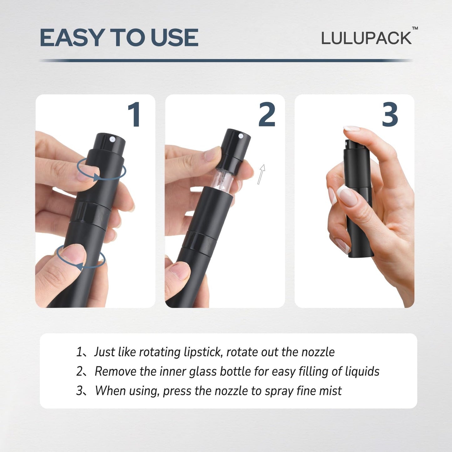Lulupack Travel Perfume Bottle Refillable - Cologne Spray Atomizer Mini - Small Travel Size Empty Sprayer for Refill Sample Container - Portable Fragrance Decant Dispenser for Women Men 8ml 6PCS Brown