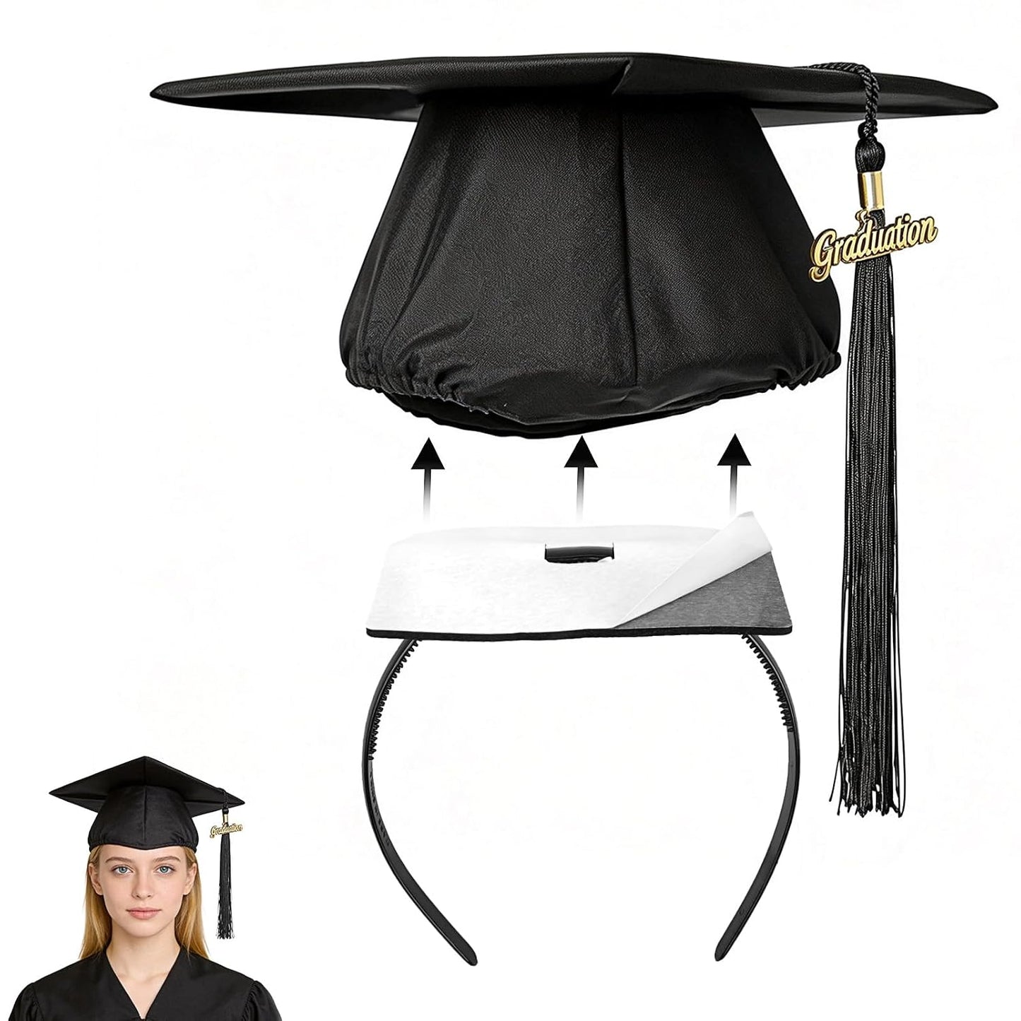 Graduation Cap Headband Insert - Firm Anti-Fall Hair Band for Secure Grad Cap | Perfect Hat Accessories for Students & Women