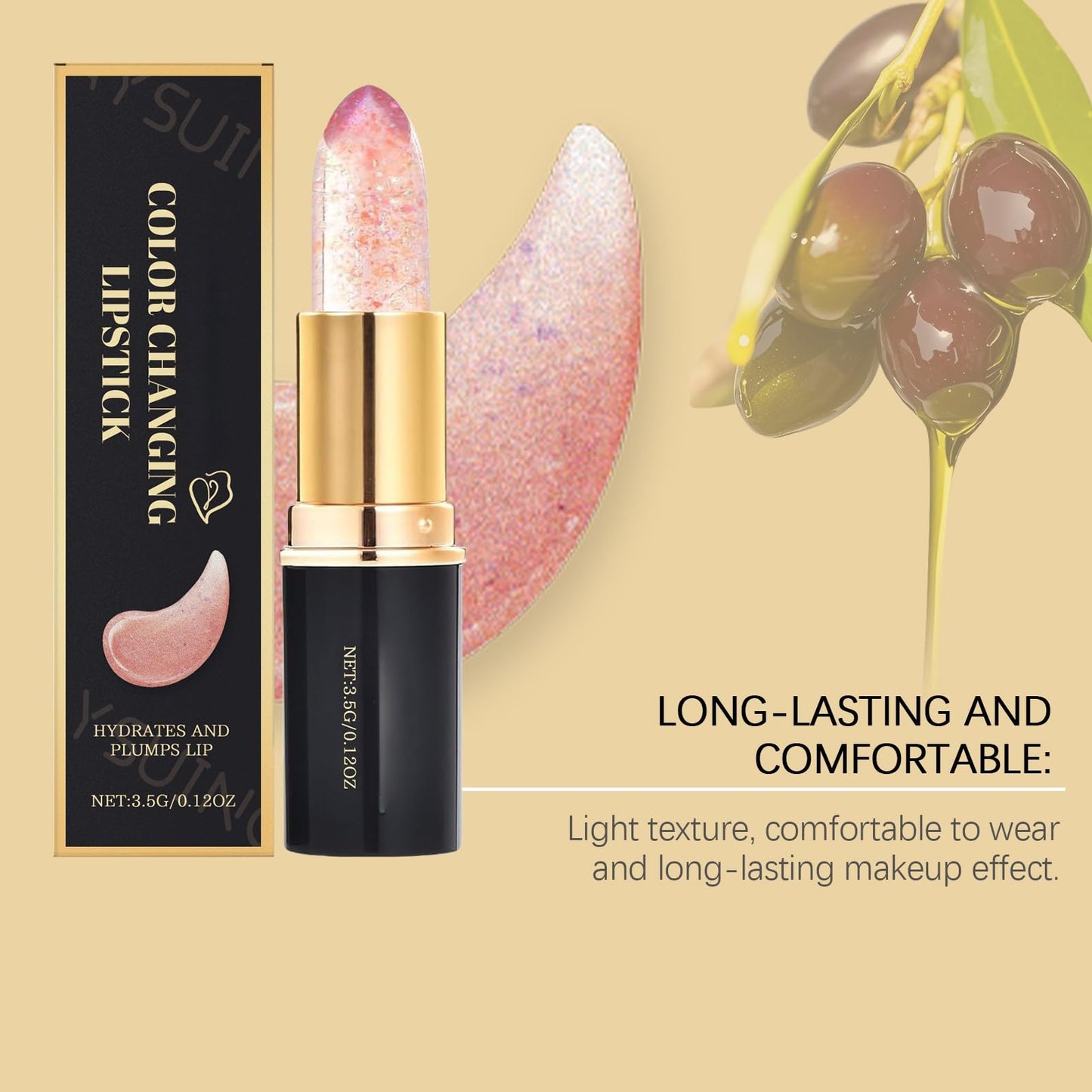 WestShiny Color Changing Lipstick for Women, 24 Hours Enduring PH Lipstick Color Changing, Moisturizing Clear Lip Gloss - 1PC