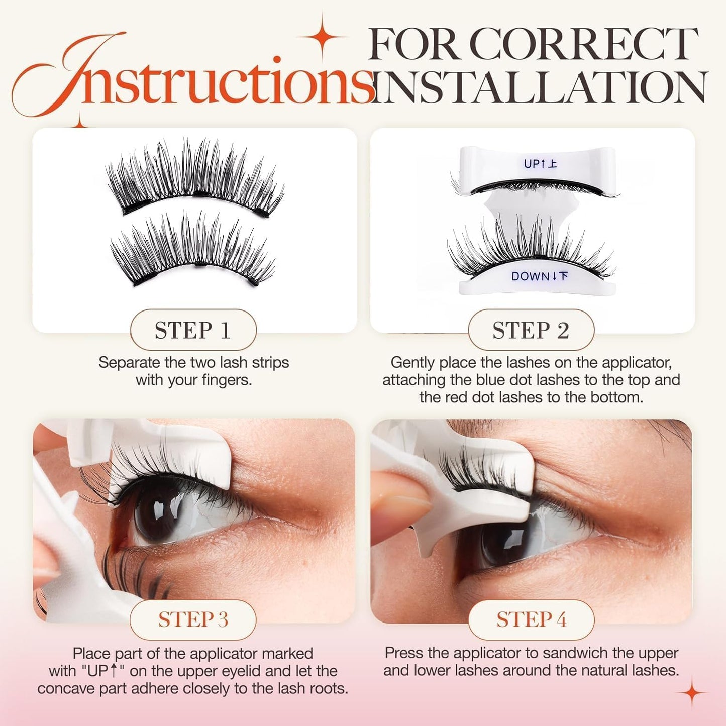 FVAQL Magnetic Eyelashes with Applicator，Reusable natural looking, no eyeliner no adhesive, easy to put on and take off. (Magnetic Lashes-CT10-1)