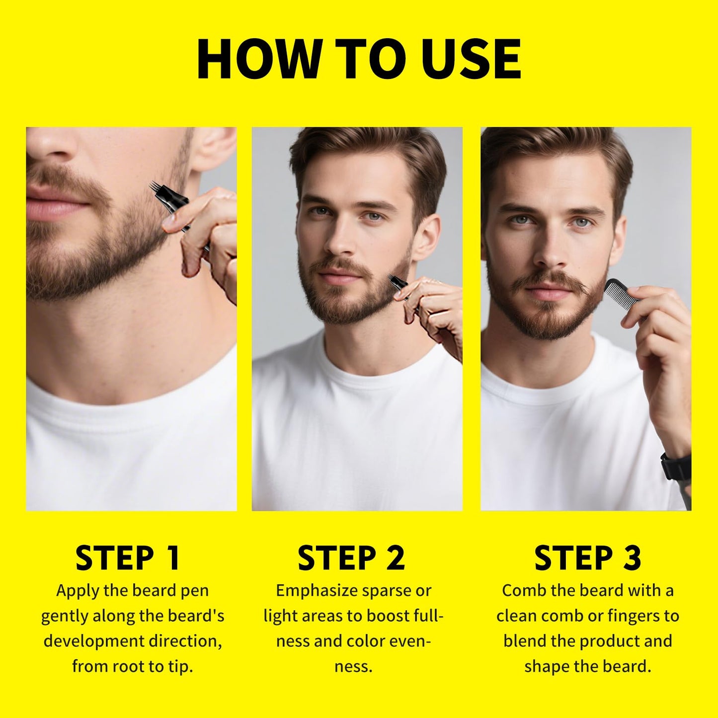 SEVICH Beard Pencil Filler for Men Black,Unique 4-Tip Beard Pen Resistant,Instantly Fills Sparse Areas & Covers Gaps,Waterproof & Sweat-Resistant,Natural Effects