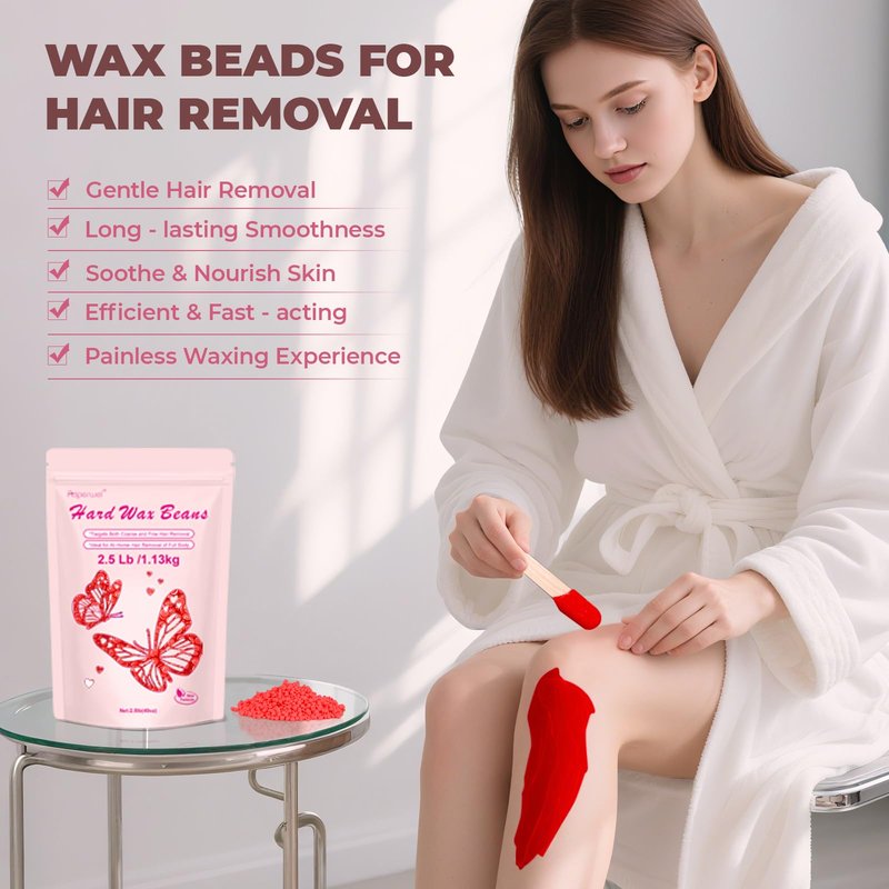 Auperwel Wax Beads 2.5lb,Hard Wax Beads Suitable for Brazilian Bikini & Coarse Hair, Sensitive Skin Hard Wax for Hair Removal (Face/Body/Armpit), Refill Wax Bags for At-Home Waxing