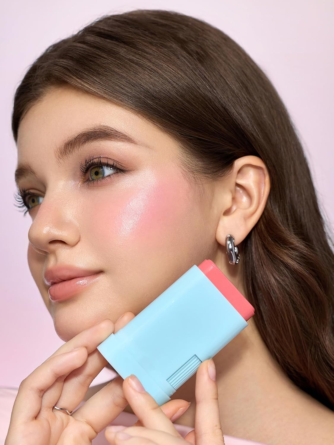 Glass Glow Blush Stick - Waterproof Cream Blush for Cheeks & Lips | Hydrating Tinted Moisturizer - Pink Lemonade