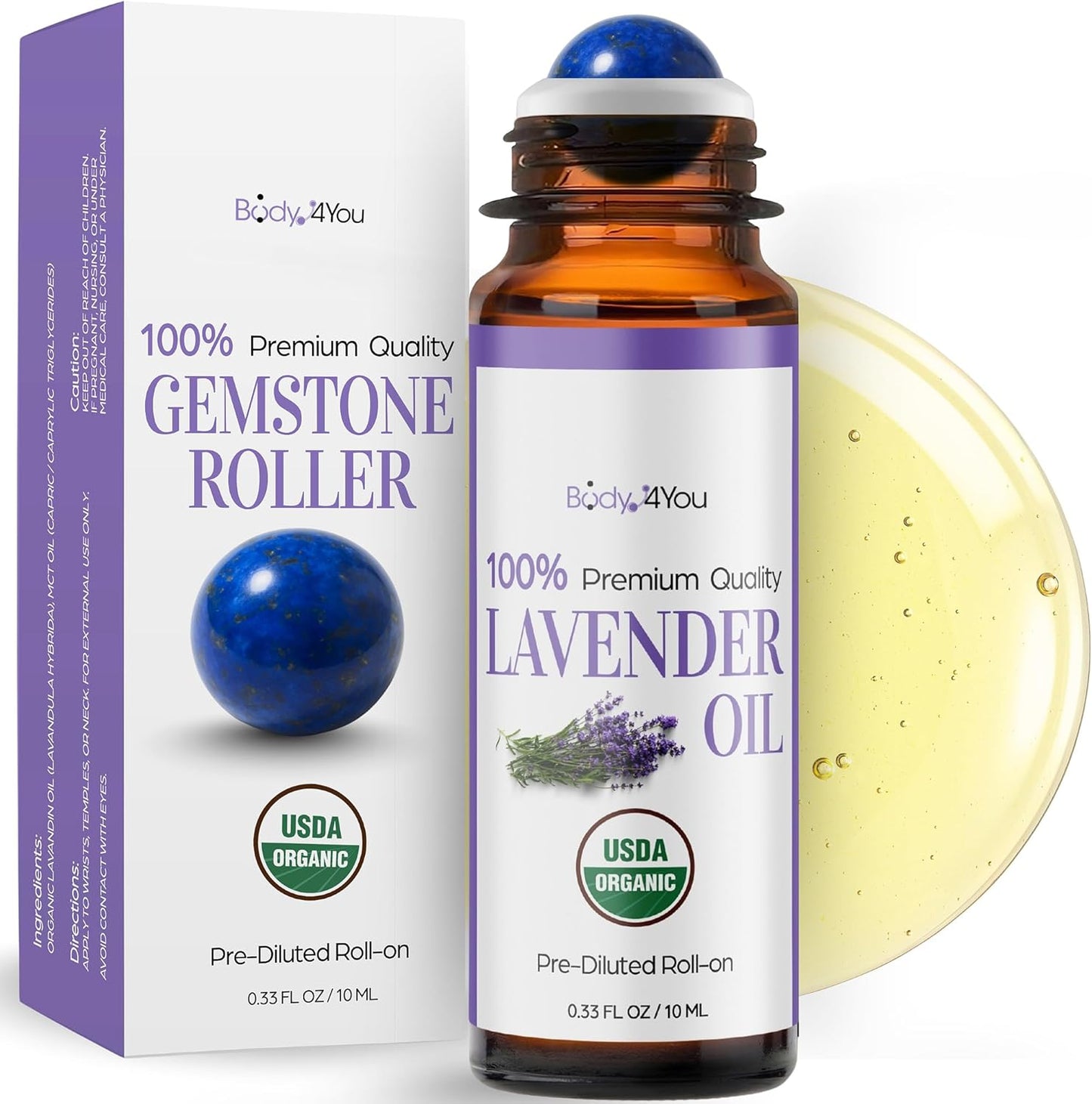 Castor Oil & Frankincense Essential Oil Roll-On | 100% Pure Organic Serum for Dark Circles & Fine Lines - 10ml Travel Size