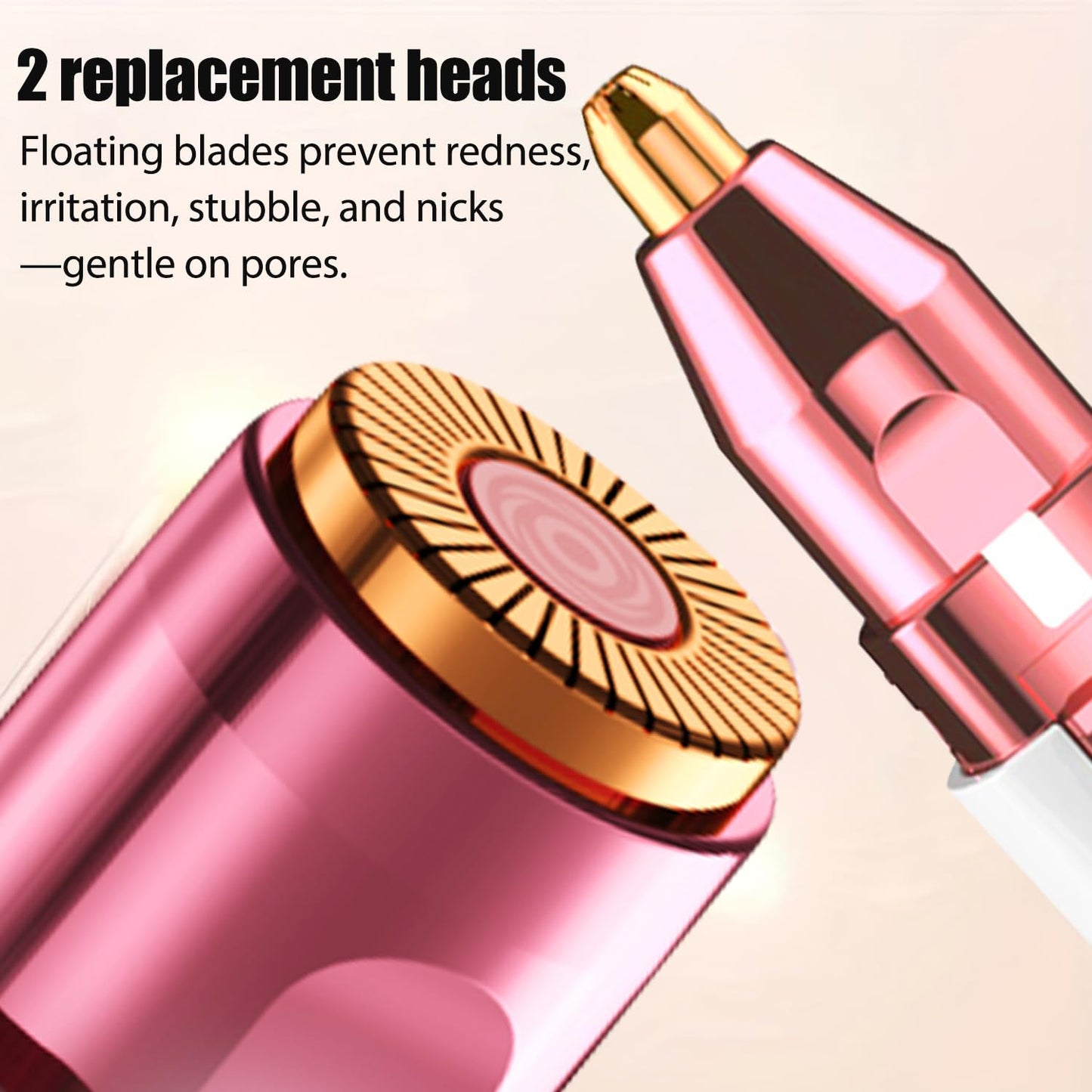 Facial Hair Remover for Women - White USB Rechargeable Eyebrow Trimmer & Face Shaver with LED Light, 2-in-1 Hair Removal Device for Smooth Skin