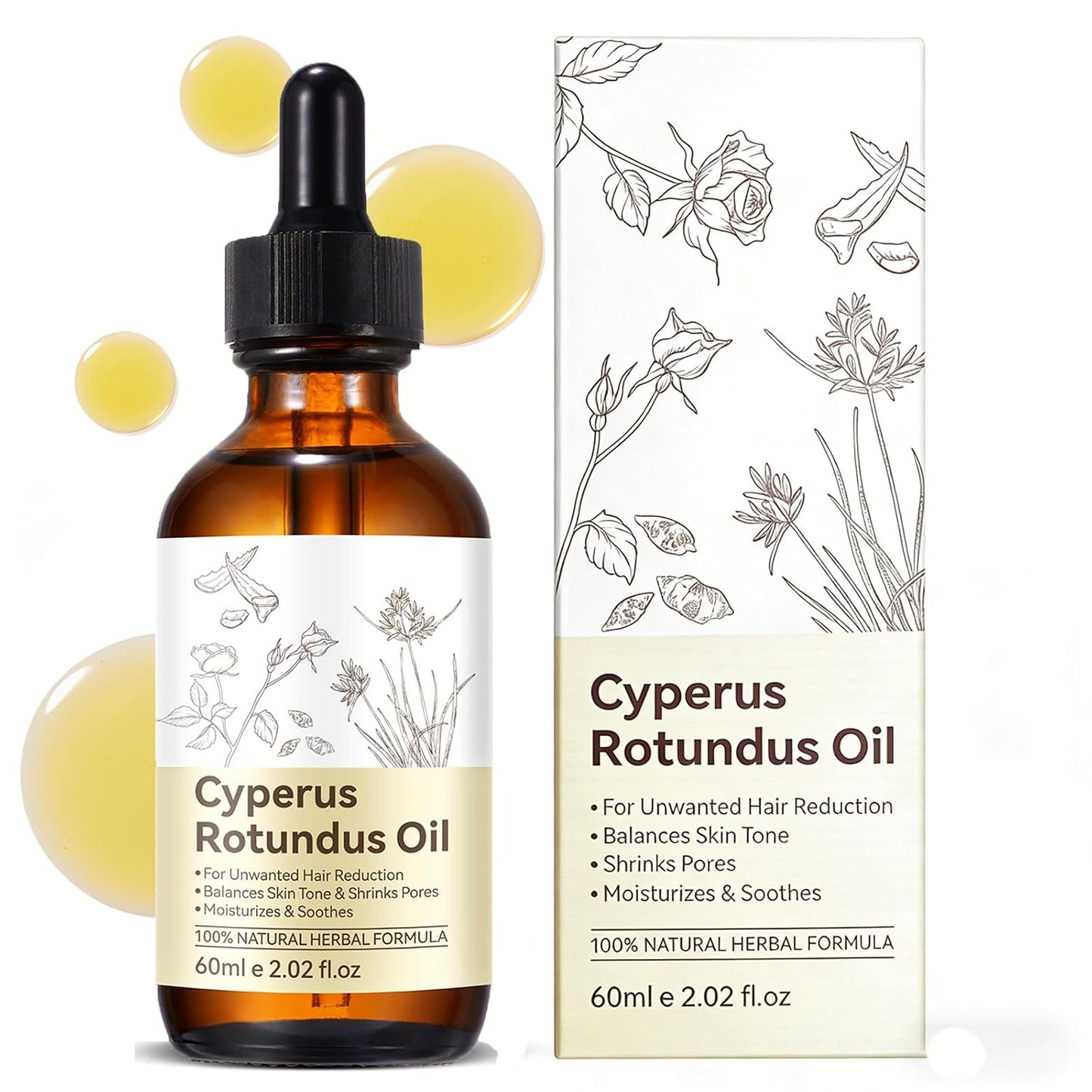Natural Cyperus Rotundus Oil for Hair Removal | Moisturizes & Soothes Skin | 2.02 Fl Oz