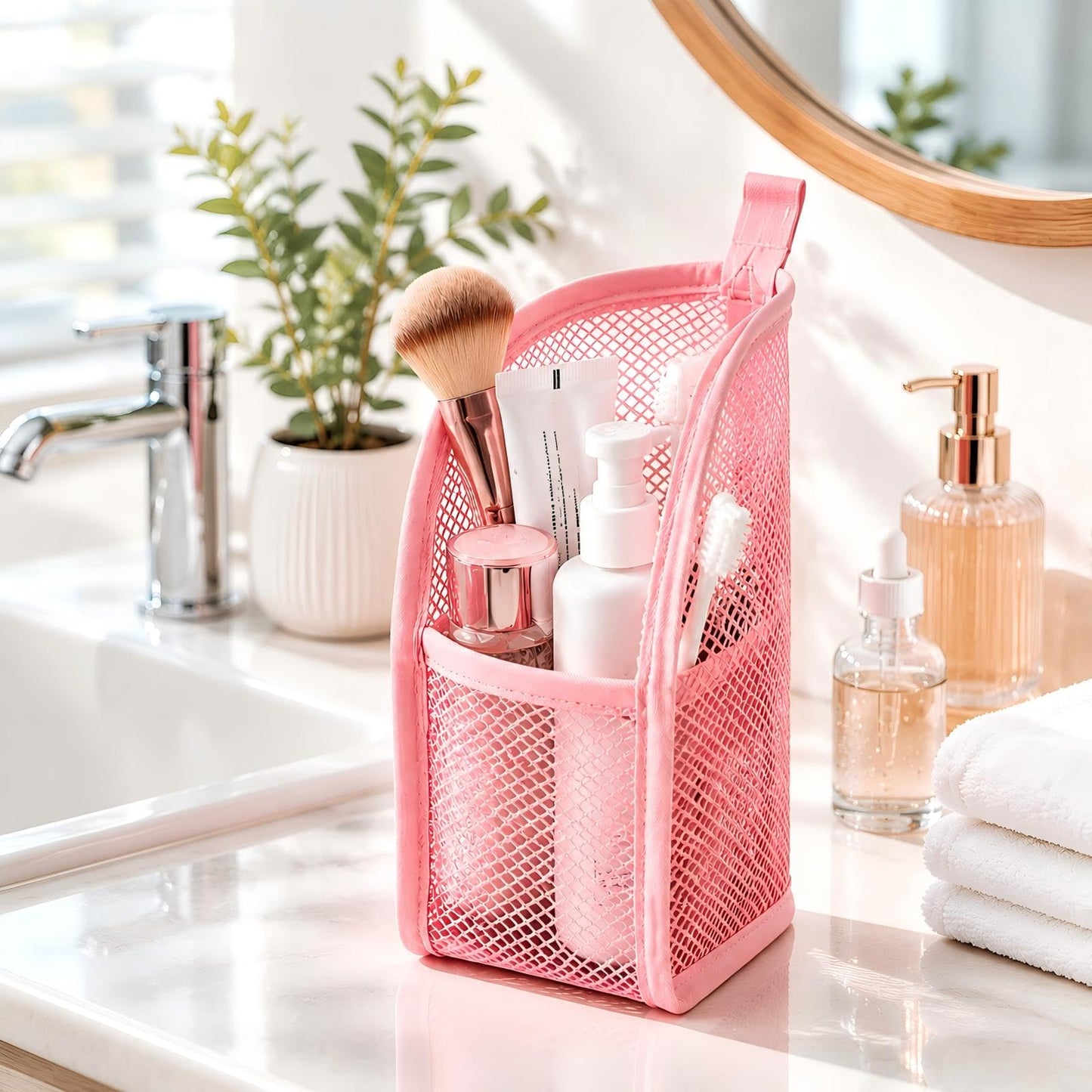 2Pcs Standing Toiletry Bag, Upright Waterproof Travel Toiletry Bag, Translucent Portable Foldable Makeup Cosmetic Bag, Leakproof Travel Organizer Pouch for Bathroom, Gym, Business Trip,Family Travel
