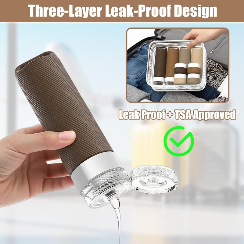 Travel Toiletry Bottles Set - 26 Pcs Leakproof Silicone Containers | TSA Approved, Refillable with Carabiner