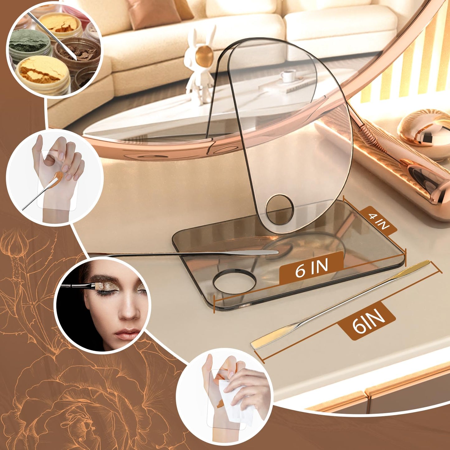Cosmetic Makeup Palette Mixing Tray, Makeup Mixing Palette with Spatula