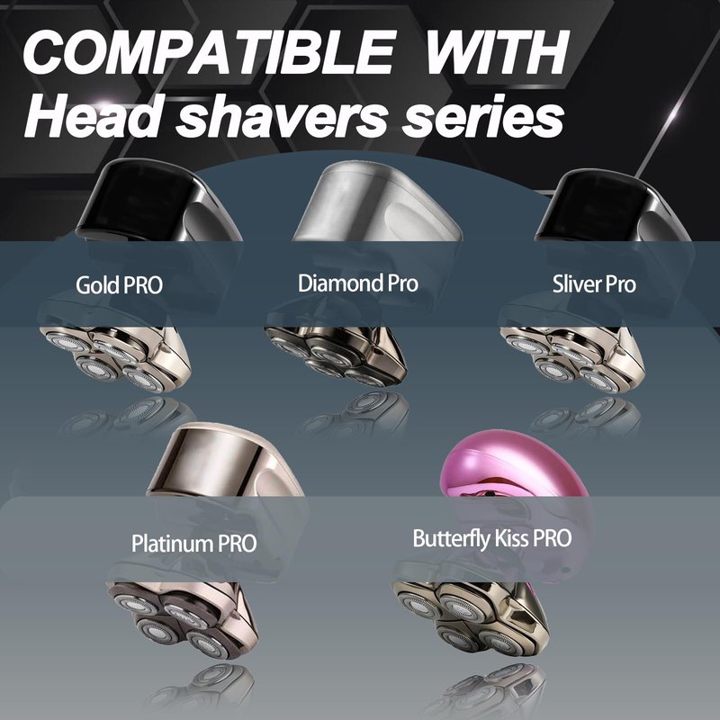 OXSITO 4 Pack Pro 4 Shaver Replacement Heads for Skulls Pitbulls Gold PRO, Silver PRO, Platinum PRO, Butterfly Kiss PRO Head Shavers, Floating 4 Heads for a Fast, Close and Smooth Shave.
