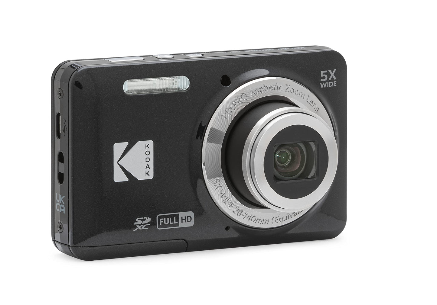 Kodak PIXPRO FZ55-BK 16MP CMOS Sensor Digital Camera 5X Optical Zoom 28mm Wide Angle 1080P Full HD Video 2.7" LCD Vlogging Camera (Black)