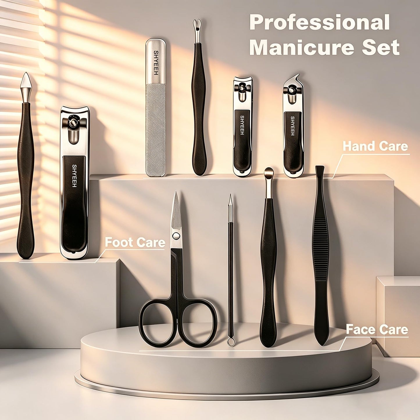 Manicure Set, 10 pcs High-Carbon Steel Nail Clippers Set, Portable Mini Manicure and Pedicure Kit, Travel Grooming Nail Kit with Leather Bag for Men and Women