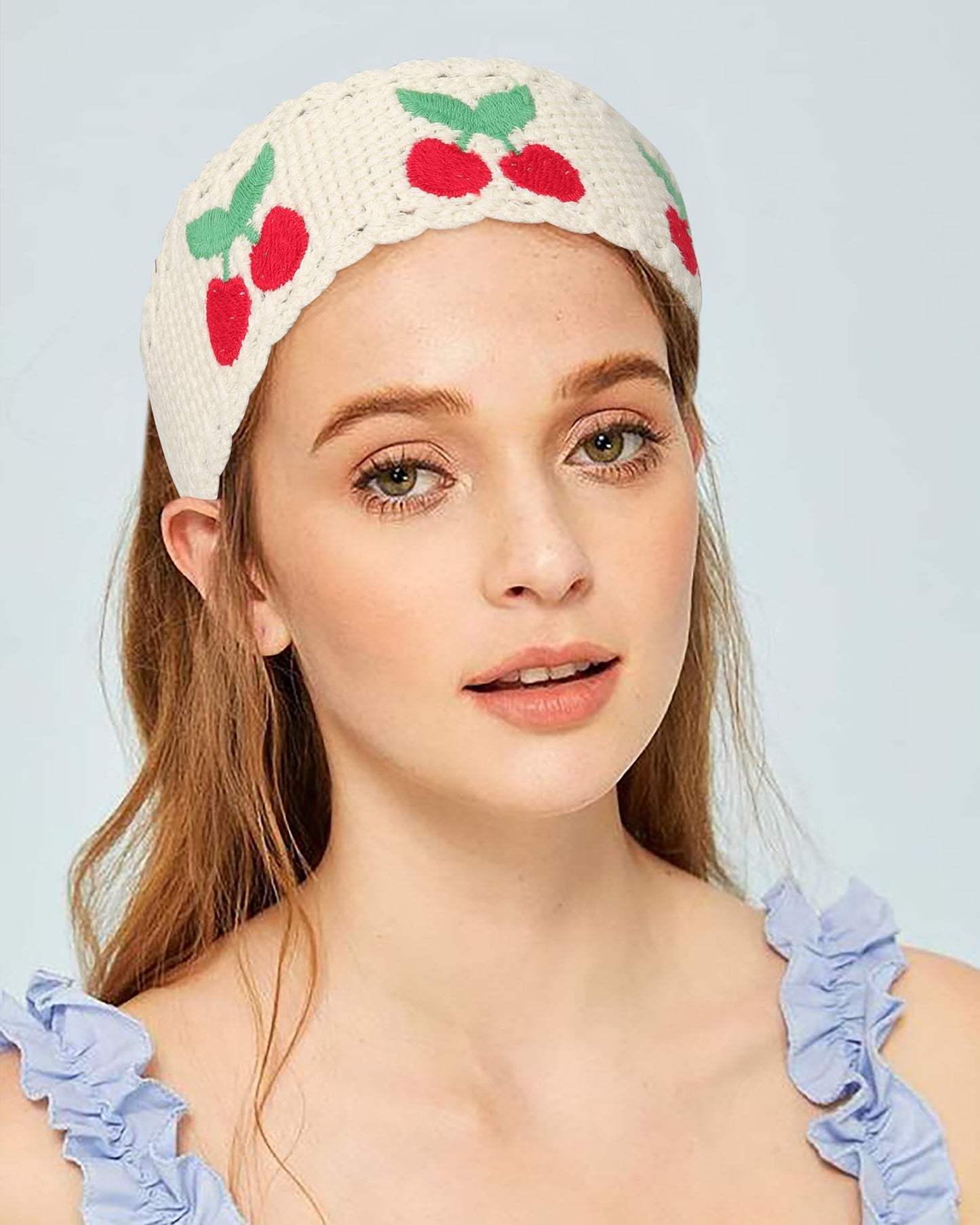 HAIMEIKANG Hippie Hair Bandanas Headbands for Women Boho Headband Knit Hair Bands Floral Head Wrap for Girls(Beige + Blue + Yellow)