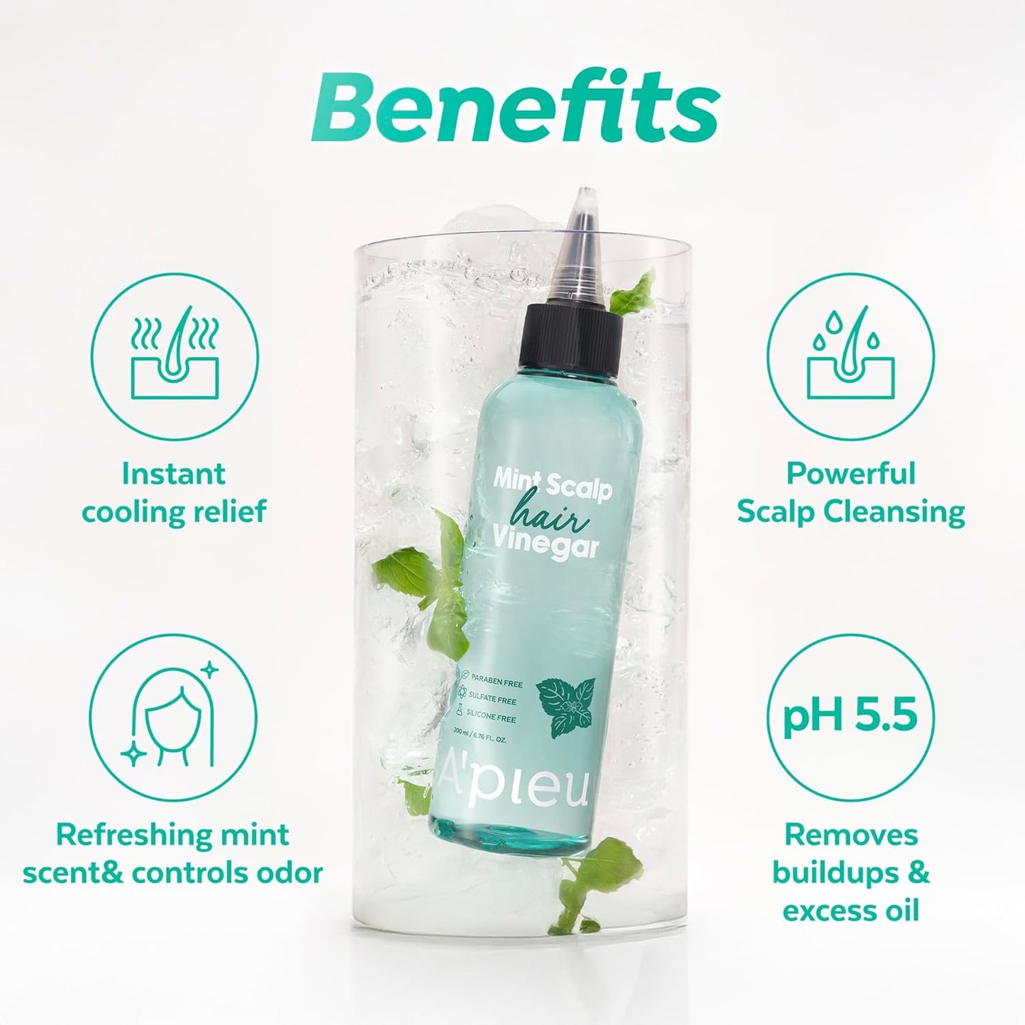 A’PIEU Mint Hair Vinegar Rinse - Cooling Scalp Care & Dandruff Removal | pH Balancing, 6.76 fl oz