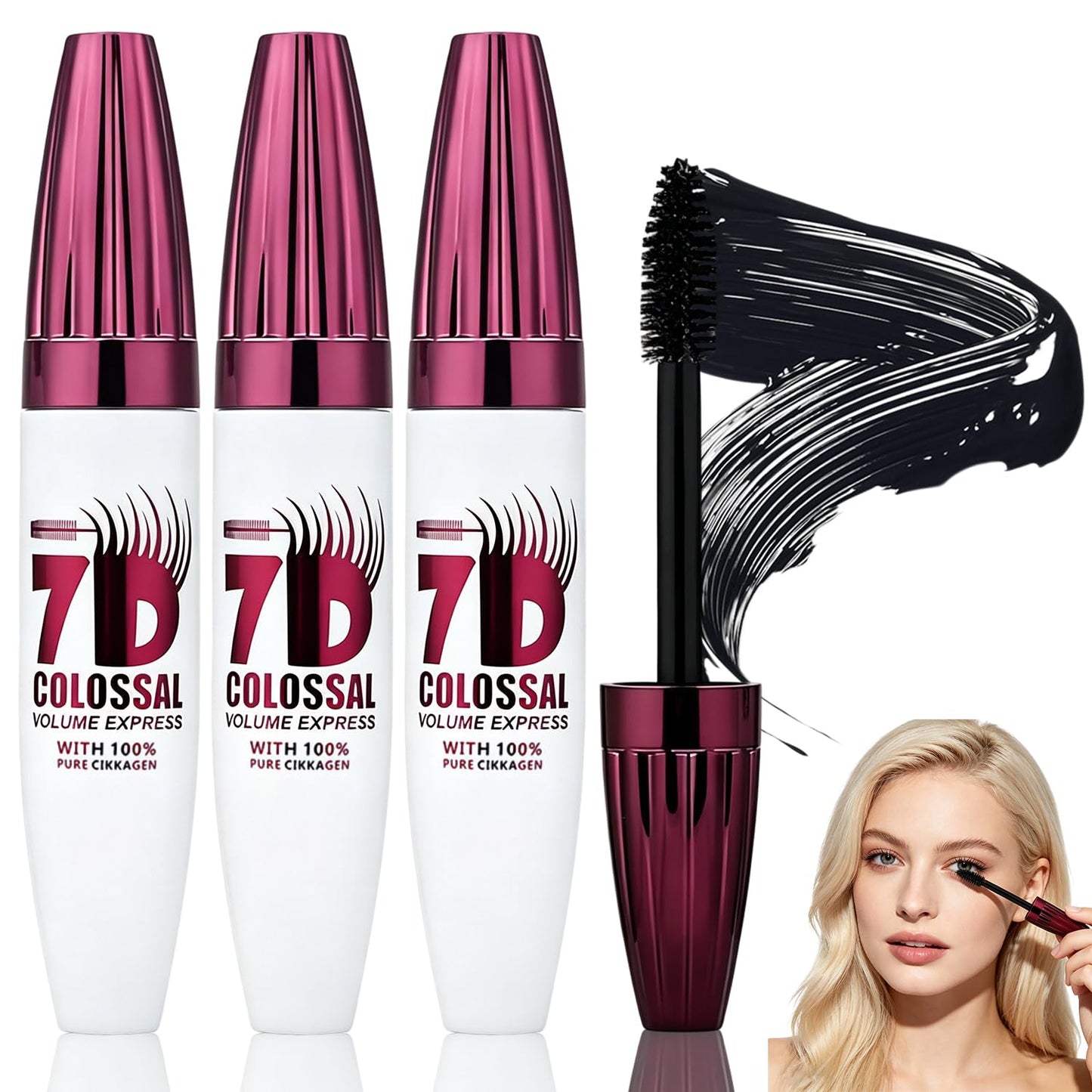 7D Waterproof Mascara - Long Lasting Volume & Curling Lashes | Smudge-Proof Thickening Eye Makeup (3pcs)