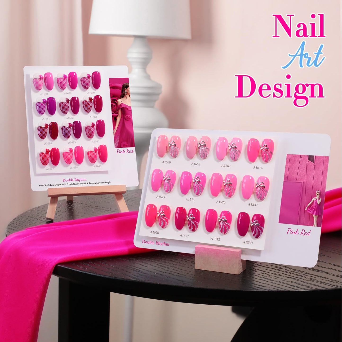 Double Rhythm 28Pcs 0.5Oz Gel Nail Polish Set Same Color Same Bottle Gel Polish Kit Nail Art Manicure Salon DIY at Home for Women (Bright Pitaya Pink Purple Red Collection-T24-13)