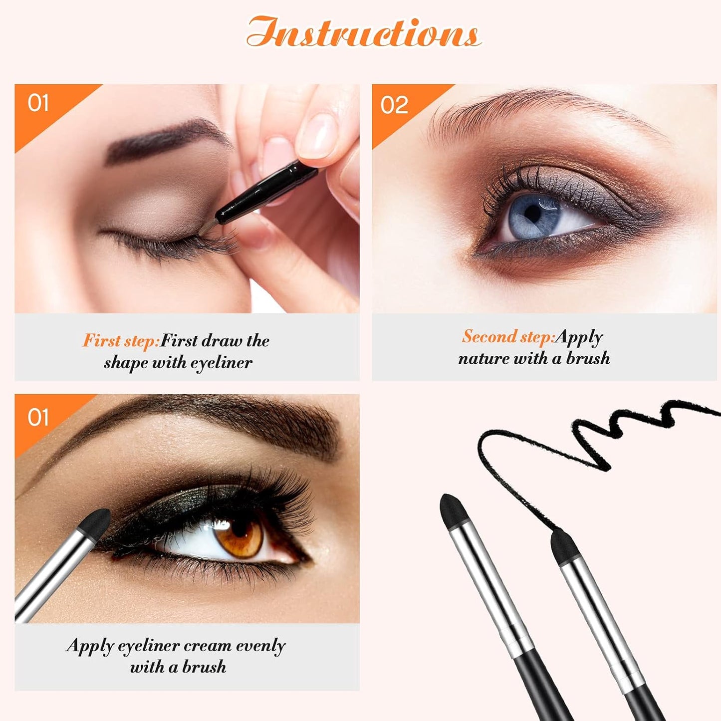 Zubebe Eyeliner Smudge Brush Set - Soft Makeup Tool for Blending Eyeshadow & Liner | 6.2 Inch