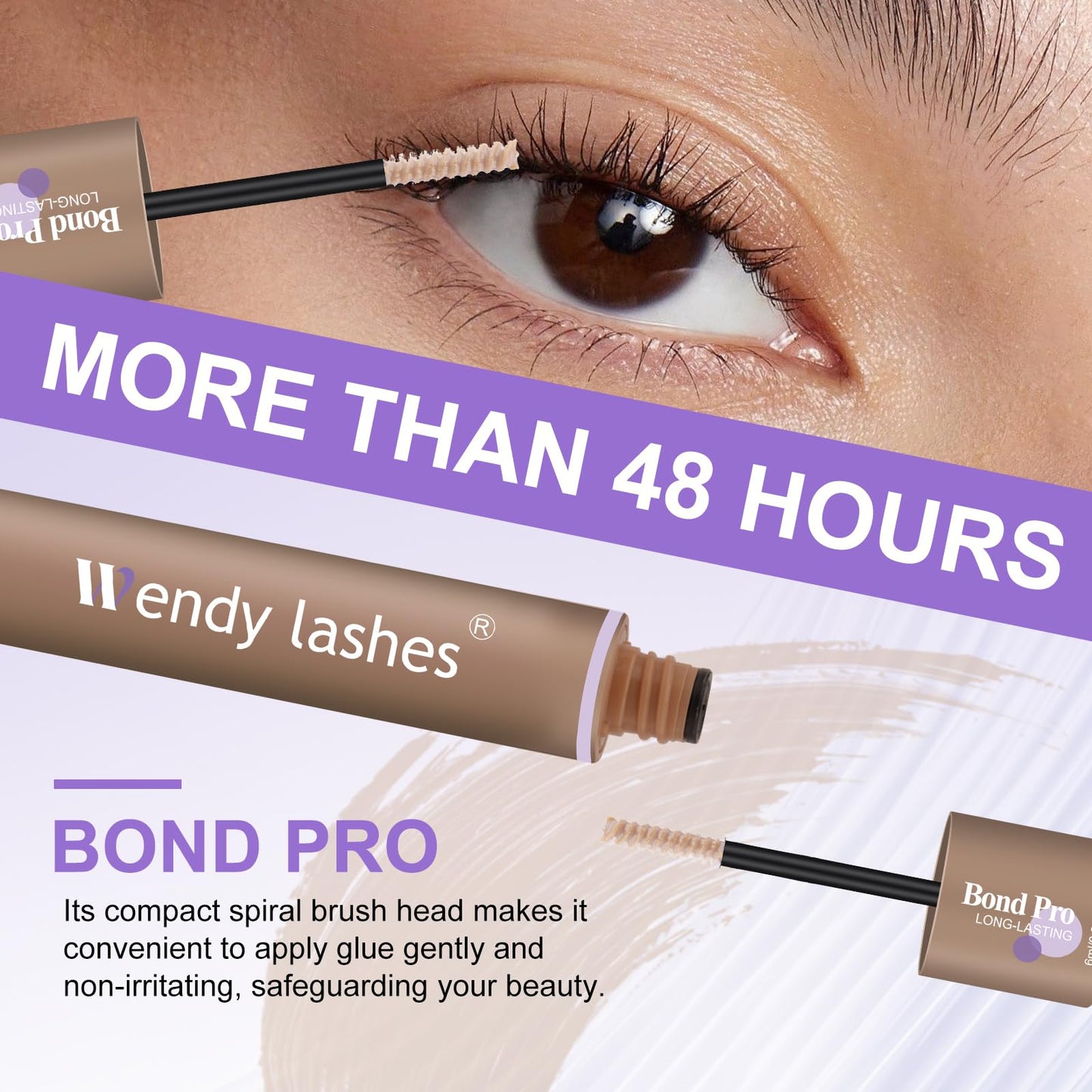 WENDY LASHES Brown Lash Cluster Glue, Lash Bond and Seal Waterproof, Quick-Dry Long-Lasting 72H Eyelash Glue for Clusters, Eyelash Adhesive, More Natural, More Solid, and More Gentle - 12ml