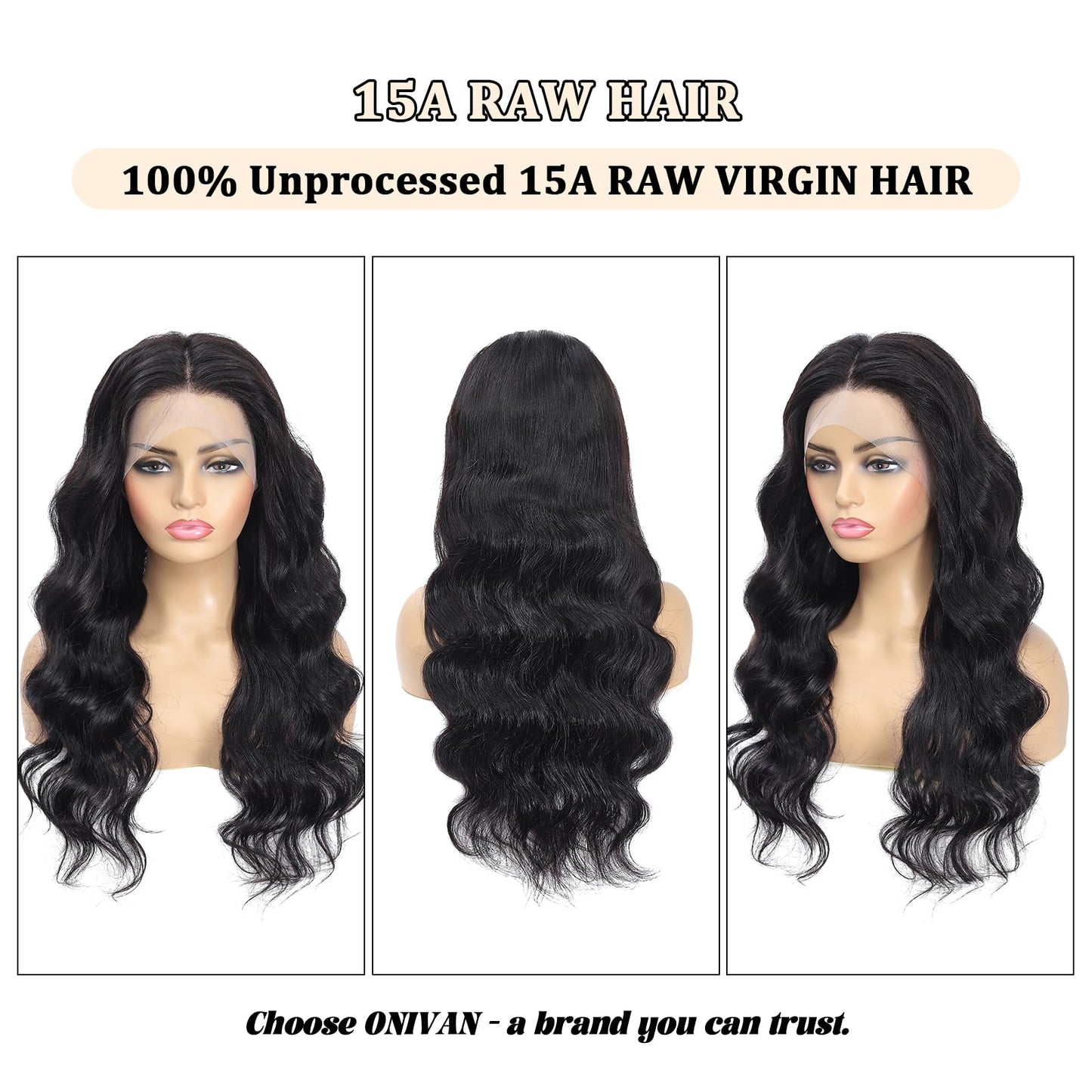 ONIVAN 13x6 Body Wave Lace Front Wigs Human Hair Wig 15A Raw 250 Density Indian HD Lace Frontal Human Hair Wigs for Women (30 Inch)