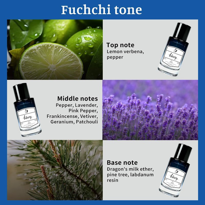 BSWY Men's Cologne Eau de Toilette - Fresh Spicy Fragrance - Notes of Bergamot, Pepper & Lavender - Long Lasting Masculine Scent 50ml/1.7 FL.oz.