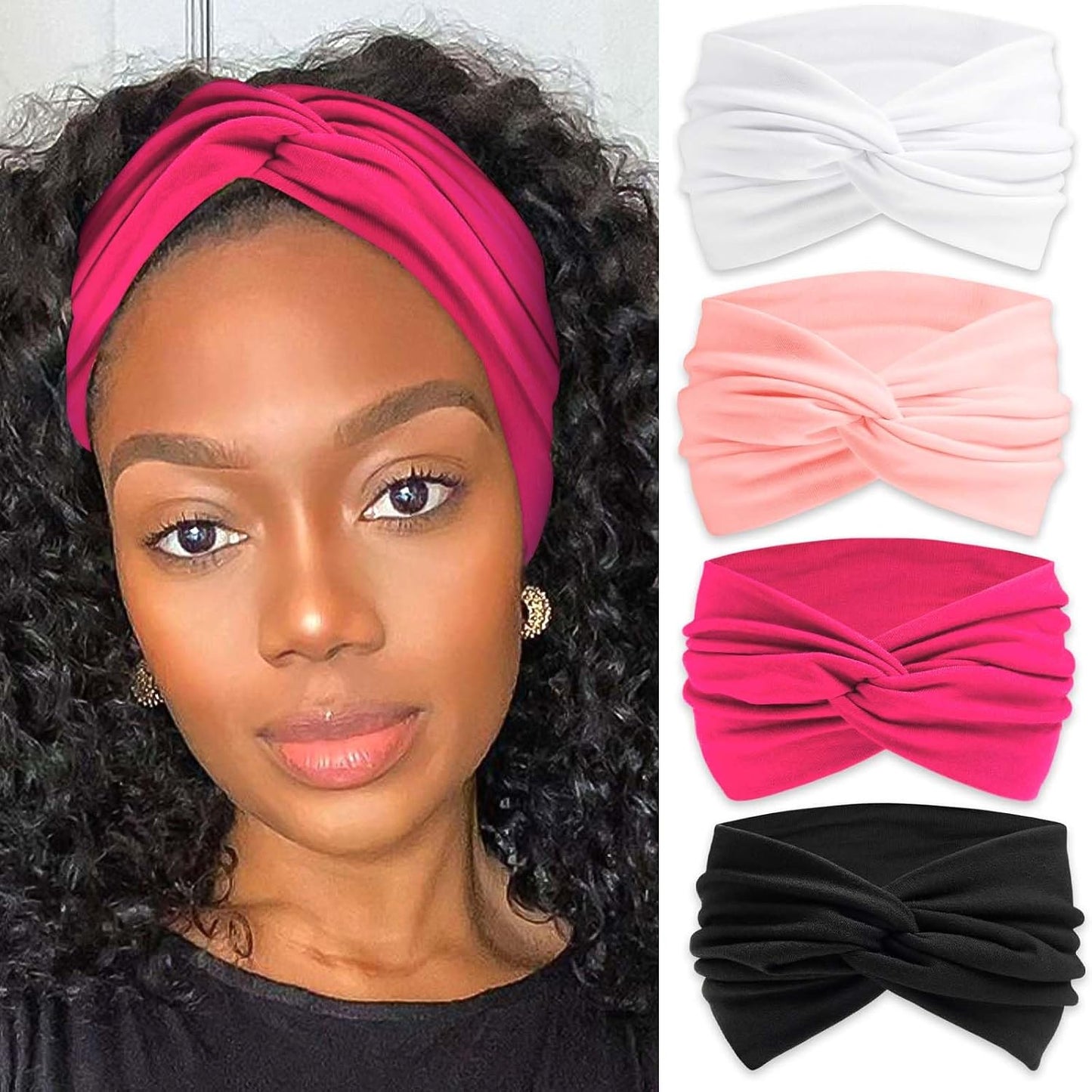 Bandana Headbands for Women - Large Turban Wraps | Knotted Criss Cross Design, Perfect for Workouts