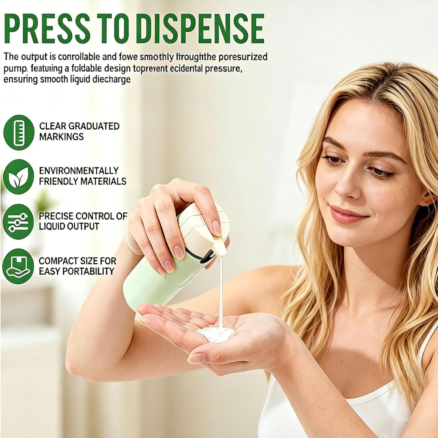 Travel Dispenser Bottle Set - 4 Pack 30ML Leakproof Refillable Containers | TSA Approved for Shampoo & Lotion