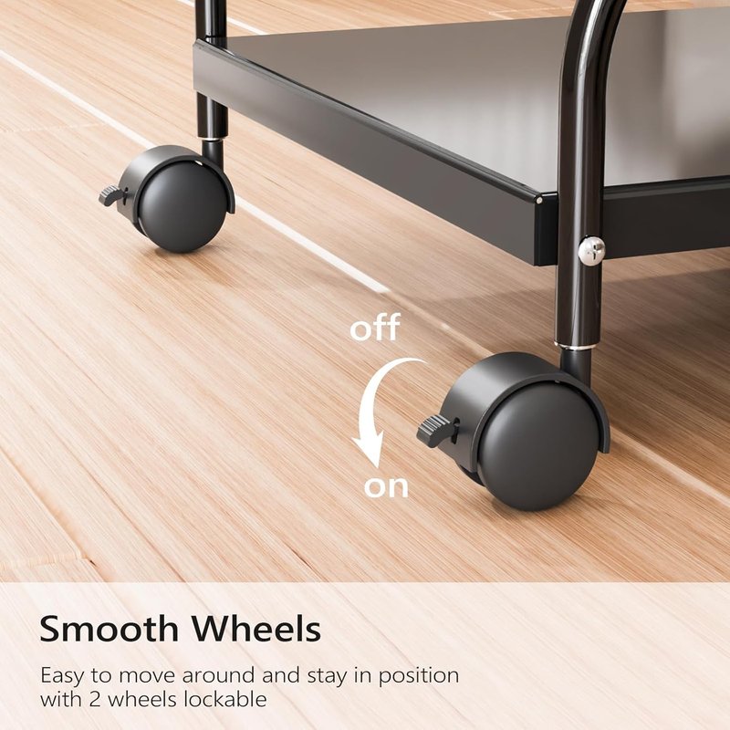 Pedicure Cart - Adjustable Height Foot Bath Trolley with PU Cushion | Portable Nail Esthetician Cart for Manicure & Massage (Black)